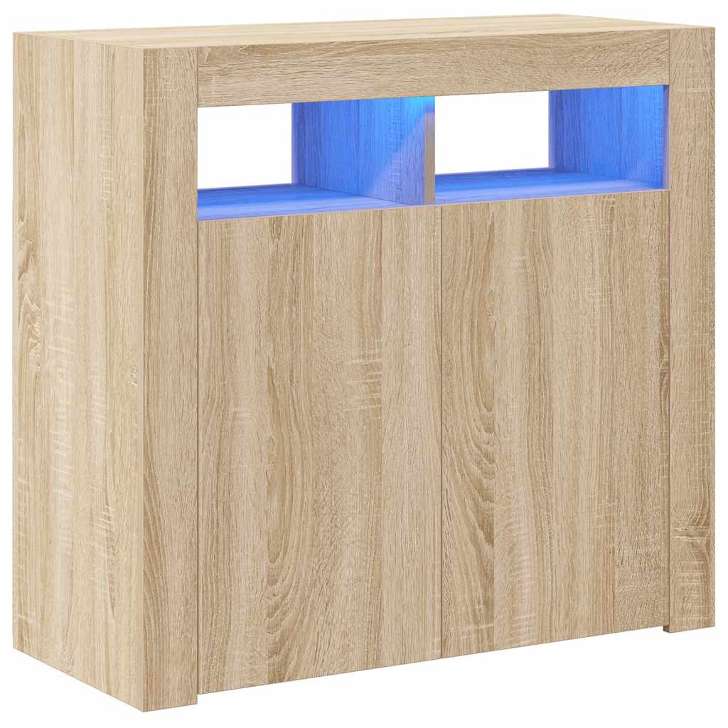 Sideboard mit LED-Leuchten Sonoma-Eiche 80x35x75 cm